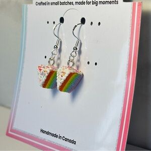 Rainbow Cake Slice (Mini) - Handmade Earrings